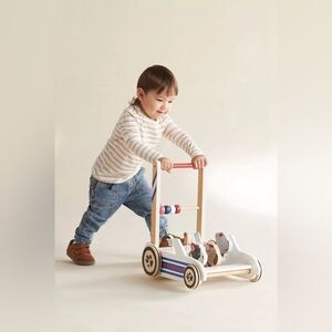 NWT Anthropologie Frenchie Wooden Push Toy PUSH CART